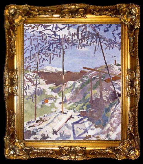framed  Sir William Orpen A German Gunners Shelter,Warlencourt, ta009-2